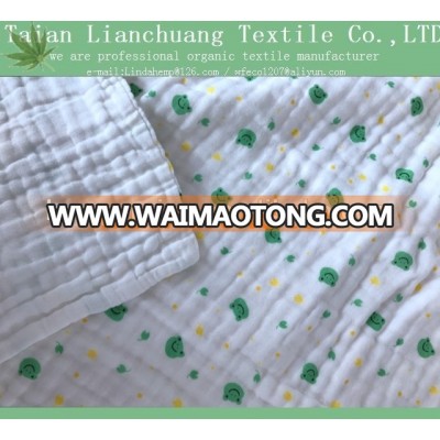 Hot sales printed 100% cotton muslin swaddle blanket for baby