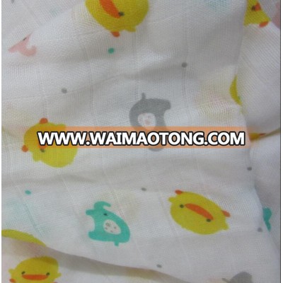 Fashion custom printed muslin fabric bamboo cotton swaddle blanket for baby